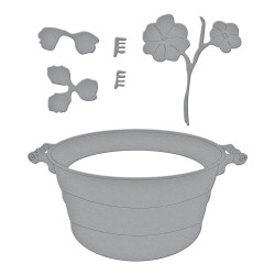Spellbinders Nasturtium and Galvanized Wash Bucket Etched Dies