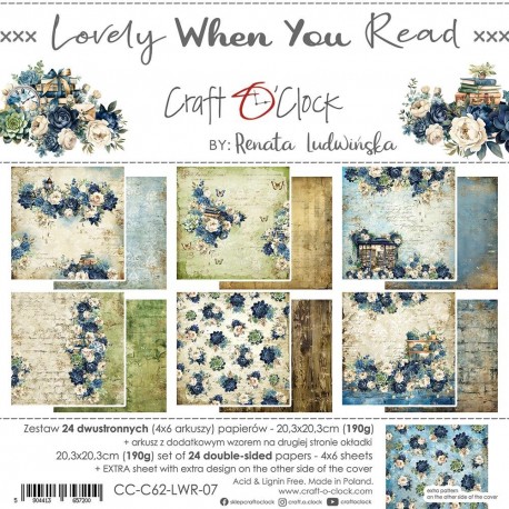 Craft o' Clock Lovely When You Read Paper Collection Set 20x20cm 24fg