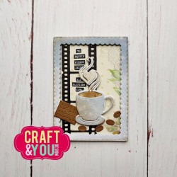 Craft&You Dies ATC Frame with a Cup of Coffee