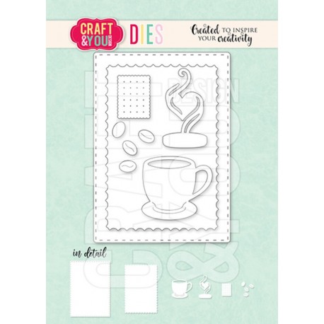 Craft&You Dies ATC Frame with a Cup of Coffee