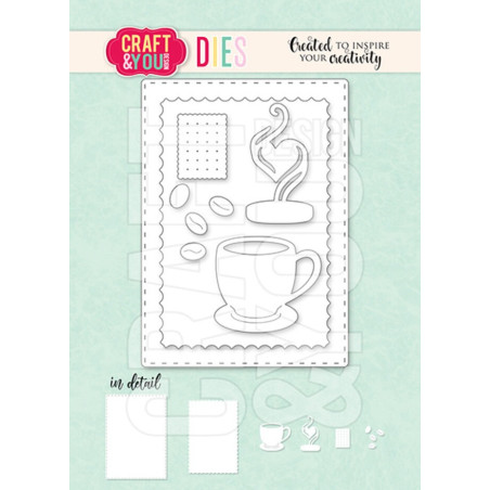 Craft&You Dies ATC Frame with a Cup of Coffee