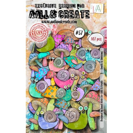 Aall & Create Ephemera Die-cuts Snails & Shrooms 57 107pz