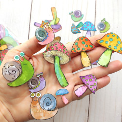 Aall & Create Ephemera Die-cuts Snails & Shrooms 57 107pz