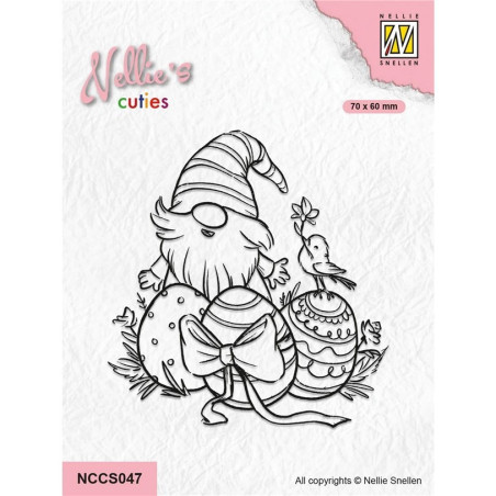 Nellie's Choice Clearstamp Gnome with Little Birdy