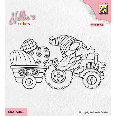 Nellie's Choice Clearstamp Gnome on Tractor