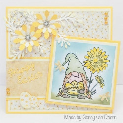 Nellie's Choice Clearstamp Gnome with Flowers