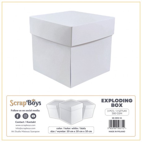 ScrapBoys Exploding Box White 3 pezzi