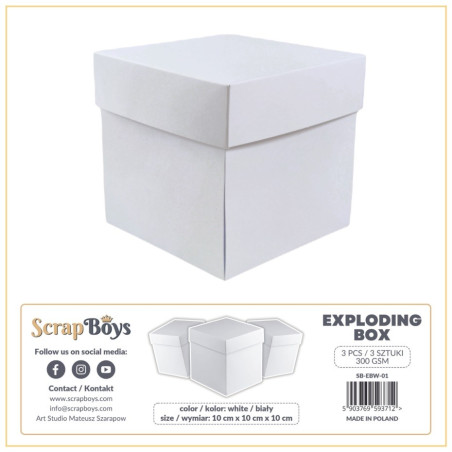ScrapBoys Exploding Box White 3 pezzi