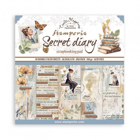 Stamperia Create Happiness Secret Diary Paper Pack 20x20cm