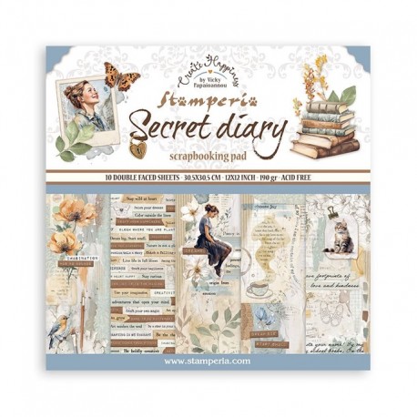 Stamperia Create Happiness Secret Diary Paper Pack 30x30cm