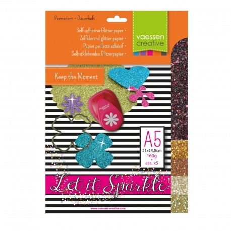 Florence Carta Glitterata Adesiva A5 x5 Brown