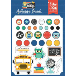 Echo Park Off To School Adhesive Brads 25pz+7 Chipboard