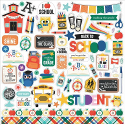 Echo Park Off To School Element Sticker 30x30cm