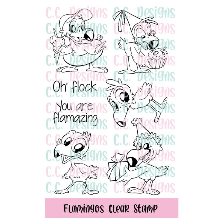 C.C. Design Flamingos Clear Stamp