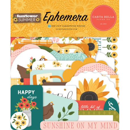 Carta Bella Sunflower Summer Ephemera 34pz