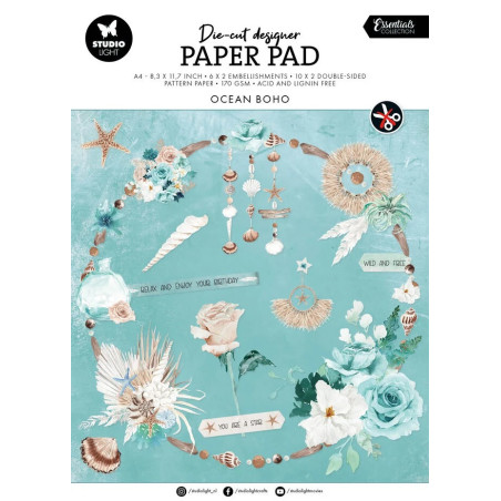 Studio Light Essentials Die-Cut Designer Paper Pad A4 Ocean Boho nr.168