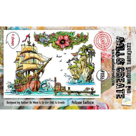 AALL & Create Stamp Set A6 1186 Pelican Galleon