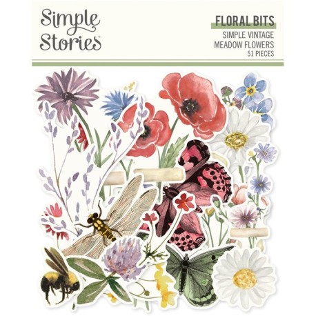 Simple Stories Simple Vintage Spring Garden Floral Bits & Pieces 43pz