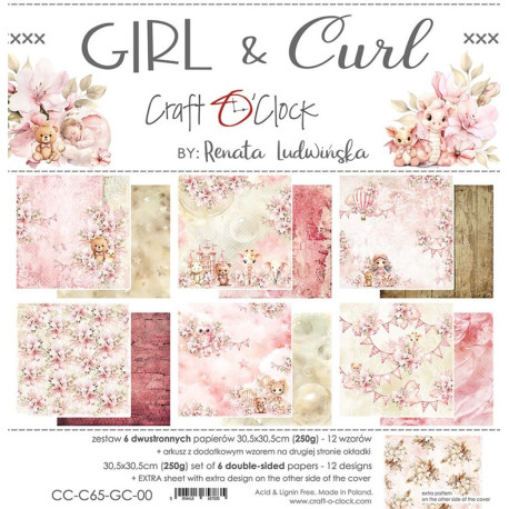 Craft o' Clock Girl & Curl Paper Collection Set 30x30cm 6fg