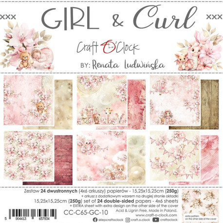 Craft o' Clock Girl & Curl Paper Collection Set 15x15cm 24fg