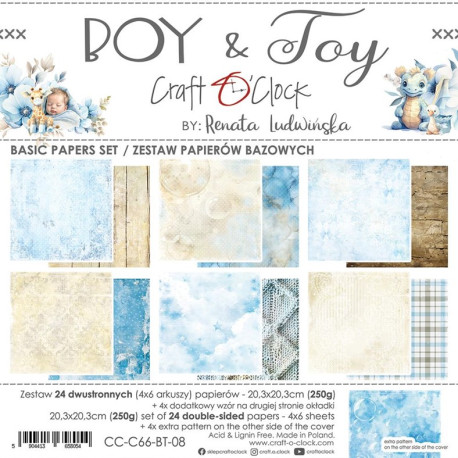 Craft o' Clock Boy & Toy Paper BASIC Paper 20x20cm 24fg