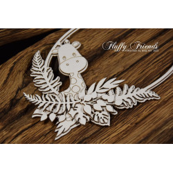 Chipboard Elements Fluffy Friends Oval Giraffe Frame