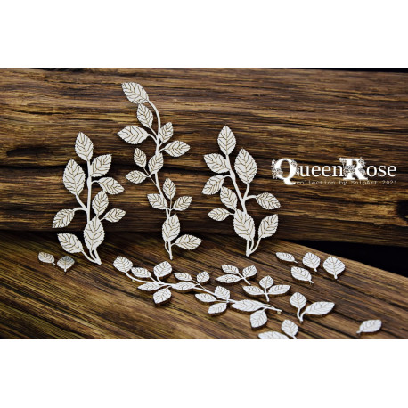 Chipboard Elements Queen Rose - Rose Leaves Twigs