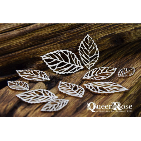 Chipboard Elements Queen Rose Openwork Leaves Set