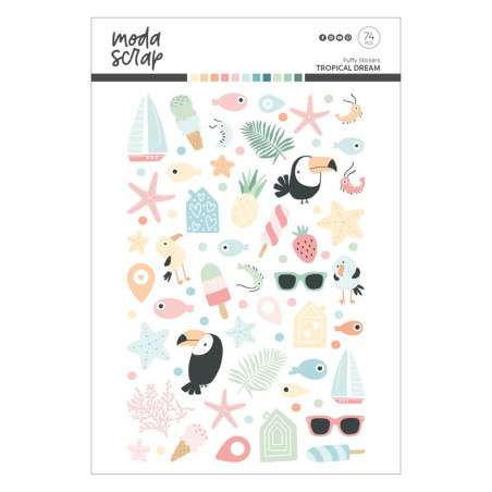 MODASCRAP PUFFY STICKERS TROPICAL DREAM 74pz