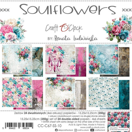 Craft o' Clock Soulflowers Paper Collection Set 15x15cm 24fg