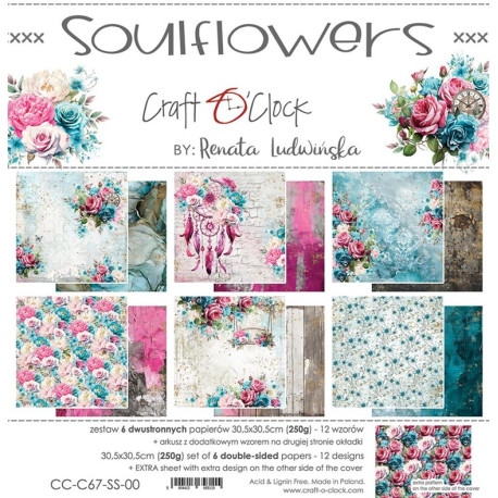 Craft o' Clock Soulflowers Paper Collection Set 30x30cm 6fg