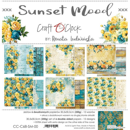 Craft o' Clock Sunset Mood Paper Collection Set 30x30cm 6fg