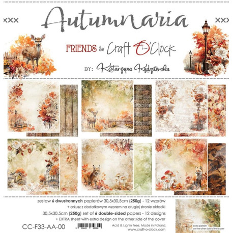 Craft o' Clock Autumnaria Paper Collection Set 30x30cm 6fg