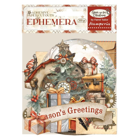 Stamperia Gear up for Christmas Ephemera 37pz