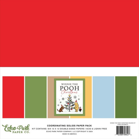 Echo Park Winnie The Pooh Christmas Coordinating Solids Paper Pack 30x30cm