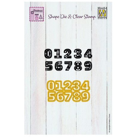 Nellie's Choice Shape Die & Clear Stamp Scandinavian Alphabet Numbers