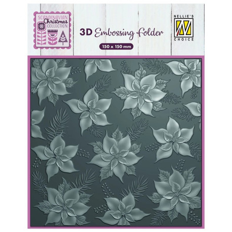 Nellie's Choice 3D Embossing Folder Poinsettia