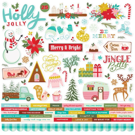 Simple Stories Snow Pine Lodge CARDSTOCK STICKERS 30x30cm