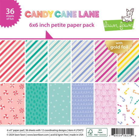 LAWN FAWN Candy Cane Lane Paper Pack 15x15m CON FOIL