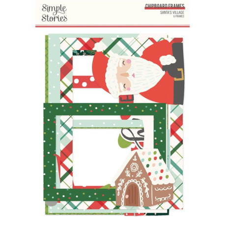 Simple Stories Santa's Village Chipboard Frames 6pz