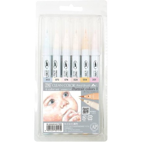 ZIG Clean Colors Real Brush Set 6 RB-6000AT/6VD - Portrait Colors I