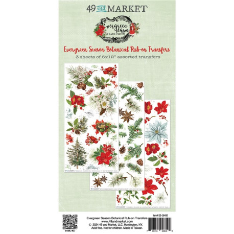 49 and Market Evergreen Season Botanical Rub-on Transfer Set