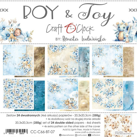 Craft o' Clock Boy & Toy Paper Collection Set 20x20cm 24fg