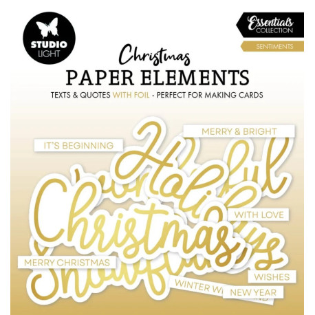 StudioLight Christmas Paper Elements Sentiments - Gold Foil