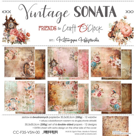 Craft o' Clock Vintage Sonata Paper Collection Set 30x30cm 6fg