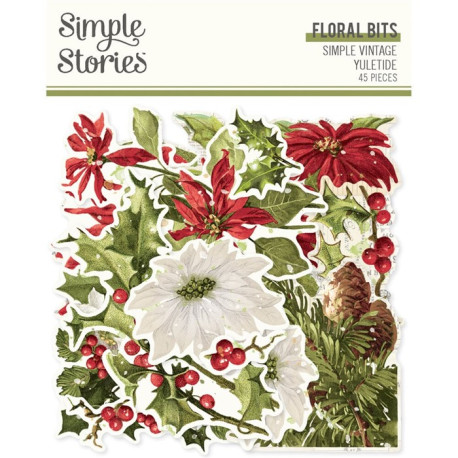 Simple Stories Simple Vintage Yuletide Floral Bits & Pieces 45pz