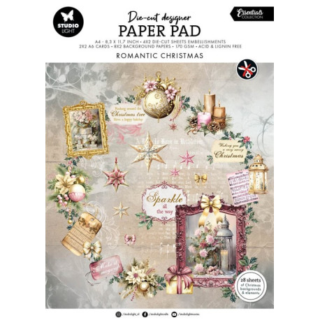 Studio Light Essentials Die-Cut Designer Paper Pad A4 Romantic Christmas nr.216