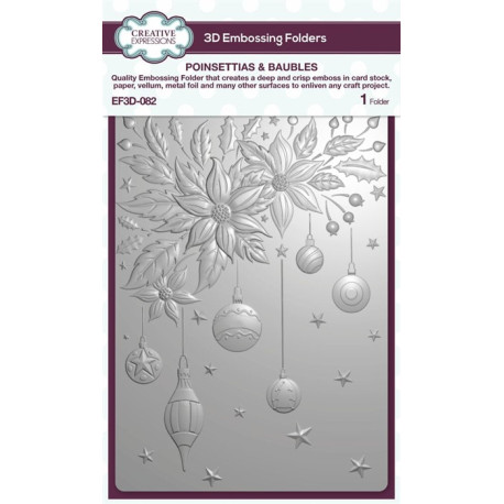 Creative Expressions 3D Embossing Folder Poinsettias & Baubles