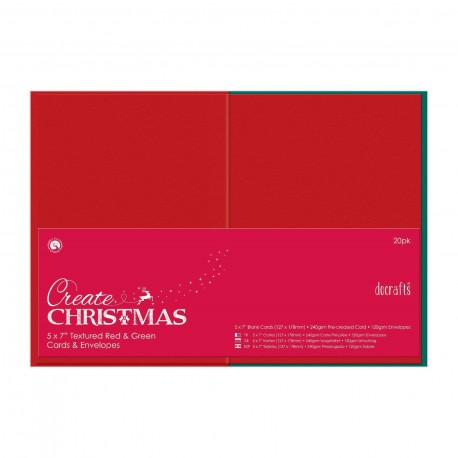 Cards & Envelopes 20 pezzi - Red & Green