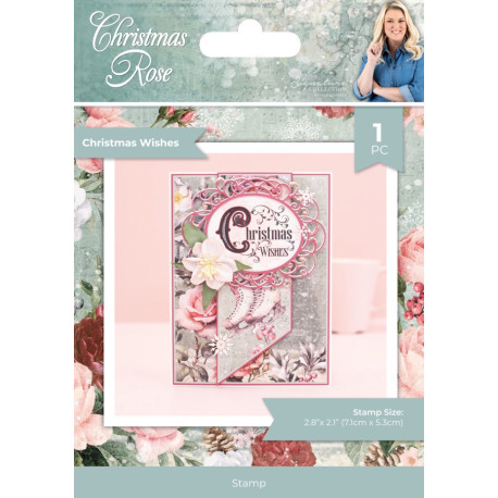 Crafter's Companion Christmas Rose Clear Stamp Christmas Wishes